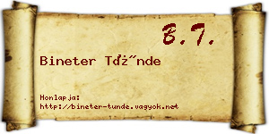 Bineter Tünde névjegykártya